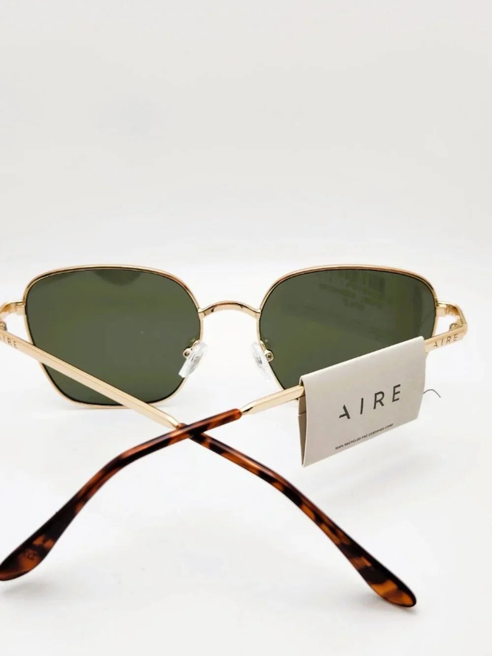AIRE Spiral Gold Sunglasses Green Lenses AIR2442269 NWT w/ Pouch